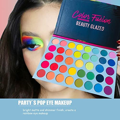 Color Fusion Eyeshadow Palette - 39 Highly Pigmented Shades, Pink Purple Matte & Shimmer, Blendable Waterproof Eye Shadow, Long-Lasting, Cruelty-Free Makeup Palette for All Skin Tones