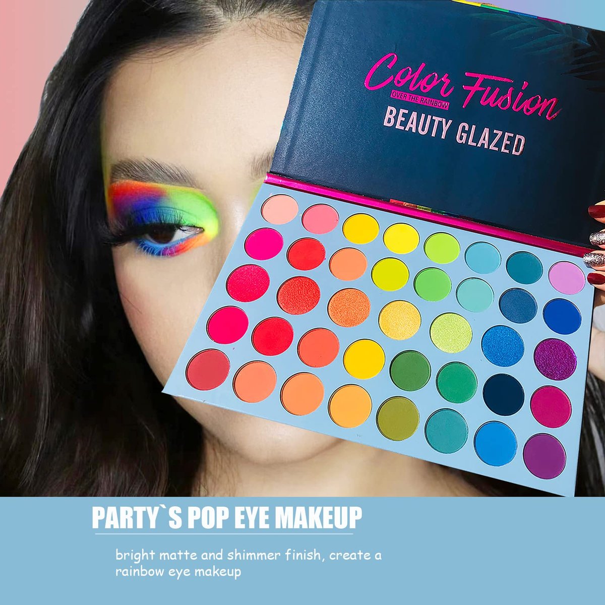 Color Fusion Eyeshadow Palette - 39 Highly Pigmented Shades, Pink Purple Matte & Shimmer, Blendable Waterproof Eye Shadow, Long-Lasting, Cruelty-Free Makeup Palette for All Skin Tones - görsel 5