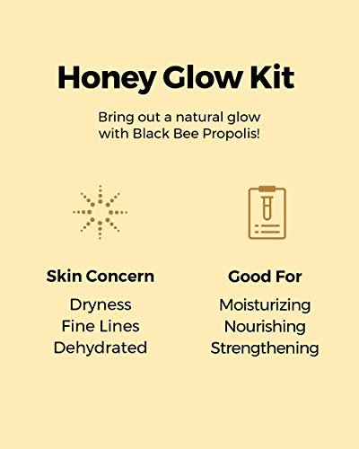 COSRX Honey Glow Kit - Korean Skin Care Set with Propolis Facial Toner, Serum & Cream, Mini Travel Essentials, Deep Moisture, Hydration, Nourishment, Travel Size Gift Set Avelisse