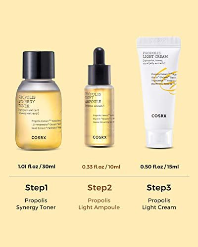 COSRX Honey Glow Kit - Korean Skin Care Set with Propolis Facial Toner, Serum & Cream, Mini Travel Essentials, Deep Moisture, Hydration, Nourishment, Travel Size Gift Set Avelisse