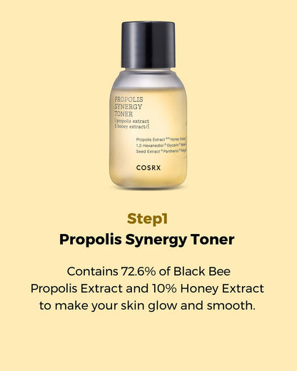 COSRX Honey Glow Kit - Korean Skin Care Set with Propolis Facial Toner, Serum & Cream, Mini Travel Essentials, Deep Moisture, Hydration, Nourishment, Travel Size Gift Set Avelisse