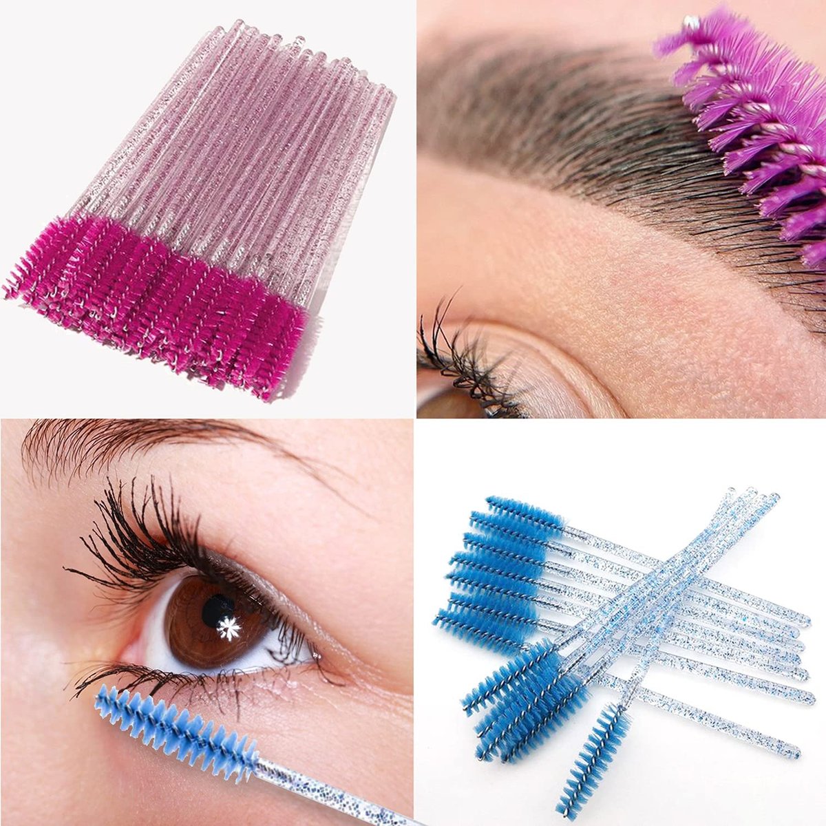 300-Pack Disposable Eyelash Mascara Brushes - Colorful Silicone Spoolies for Lash Extensions, Eyebrow Grooming & Makeup Application - görsel 13
