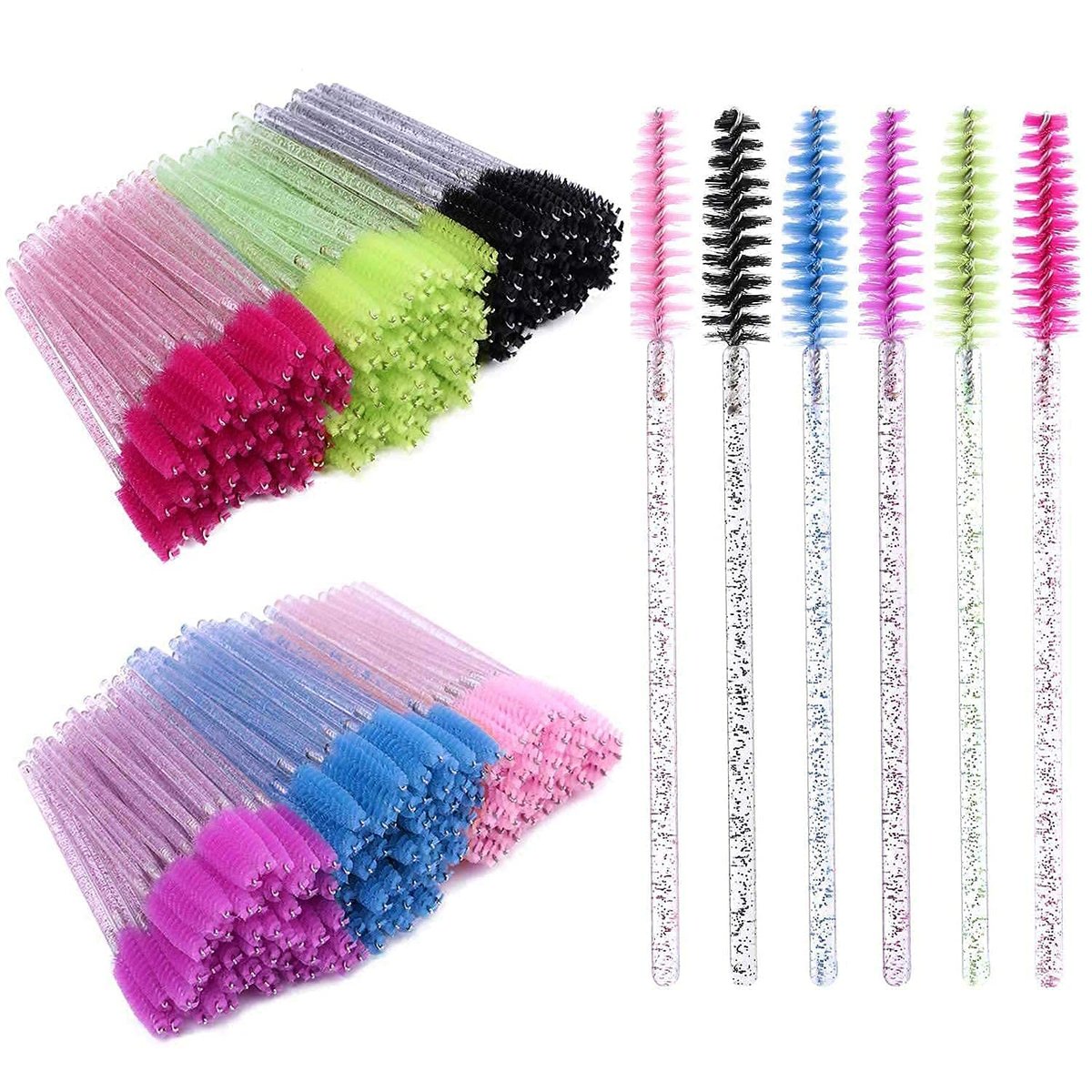 300-Pack Disposable Eyelash Mascara Brushes - Colorful Silicone Spoolies for Lash Extensions, Eyebrow Grooming & Makeup Application - görsel 5