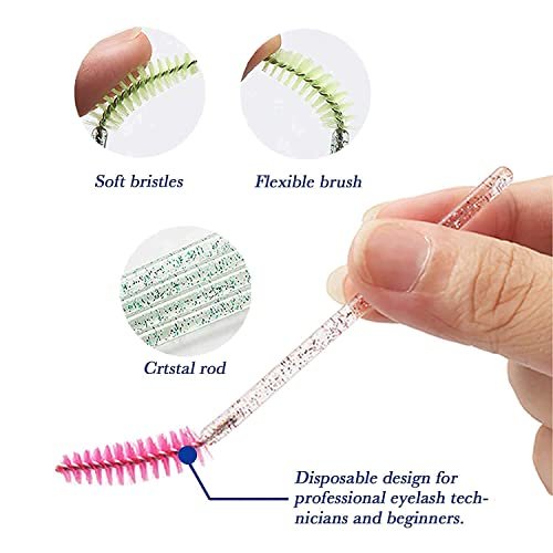 300-Pack Disposable Eyelash Mascara Brushes - Colorful Silicone Spoolies for Lash Extensions, Eyebrow Grooming & Makeup Application - görsel 8