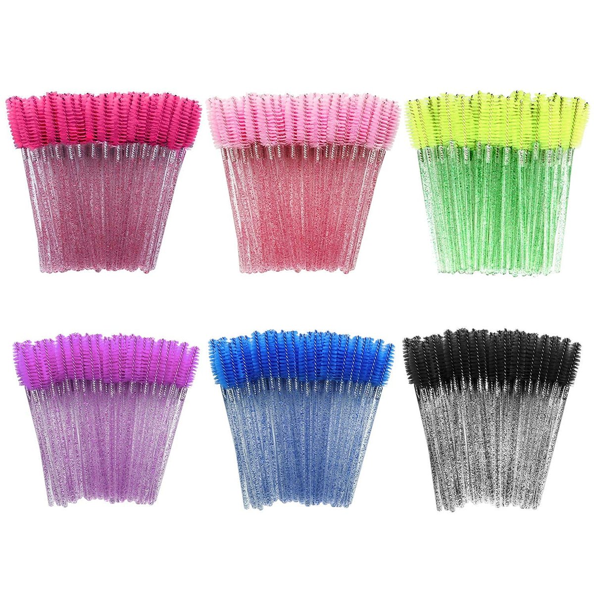 300-Pack Disposable Eyelash Mascara Brushes - Colorful Silicone Spoolies for Lash Extensions, Eyebrow Grooming & Makeup Application - görsel 1