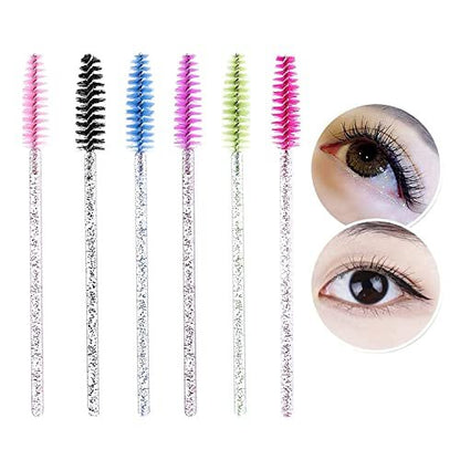 300-Pack Disposable Eyelash Mascara Brushes - Colorful Silicone Spoolies for Lash Extensions, Eyebrow Grooming & Makeup Application