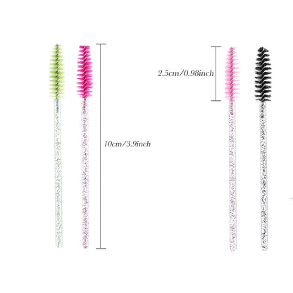 300-Pack Disposable Eyelash Mascara Brushes - Colorful Silicone Spoolies for Lash Extensions, Eyebrow Grooming & Makeup Application