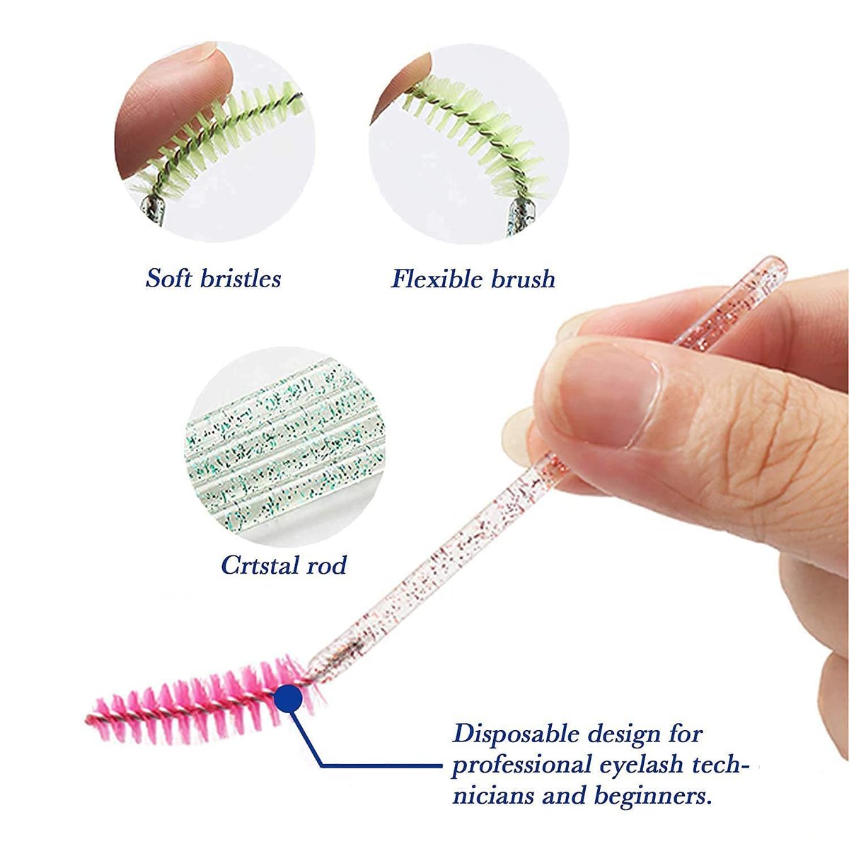 300-Pack Disposable Eyelash Mascara Brushes - Colorful Silicone Spoolies for Lash Extensions, Eyebrow Grooming & Makeup Application - görsel 7