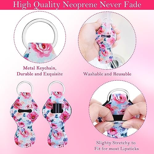 Cludoo 30-Pack Chapstick Holder Keychain Bulk - Vibrant Neoprene Lip Balm Holders for Lipstick, Lip Gloss, Lanyards - 30 Colors Avelisse