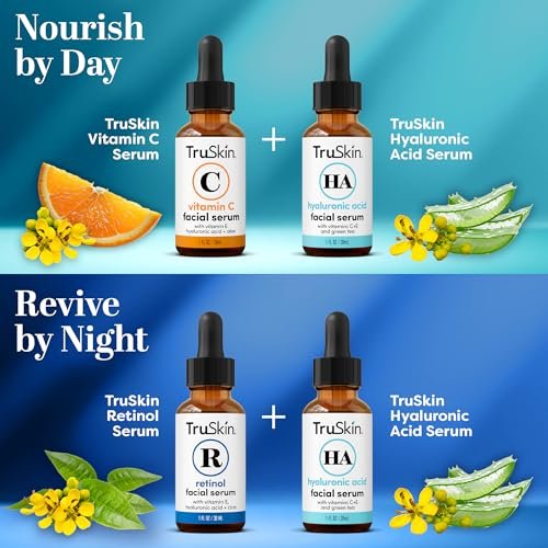 TruSkin Face Serum Trio: Vitamin C, Retinol & Hyaluronic Acid Anti-Aging Serums for Face - AM, PM & All-Day Skincare Routine Avelisse
