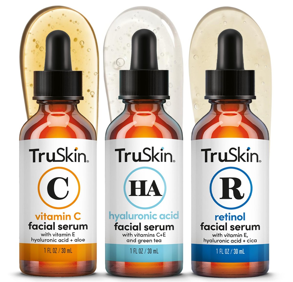 TruSkin Face Serum Trio: Vitamin C, Retinol & Hyaluronic Acid Anti-Aging Serums for Face - AM, PM & All-Day Skincare Routine Avelisse