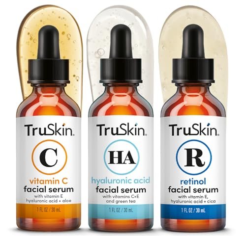 TruSkin Face Serum Trio: Vitamin C, Retinol & Hyaluronic Acid Anti-Aging Serums for Face - AM, PM & All-Day Skincare Routine Avelisse