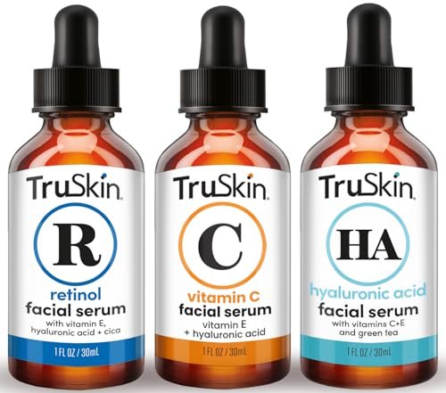 TruSkin Face Serum Trio: Vitamin C, Retinol & Hyaluronic Acid Anti-Aging Serums for Face - AM, PM & All-Day Skincare Routine Avelisse