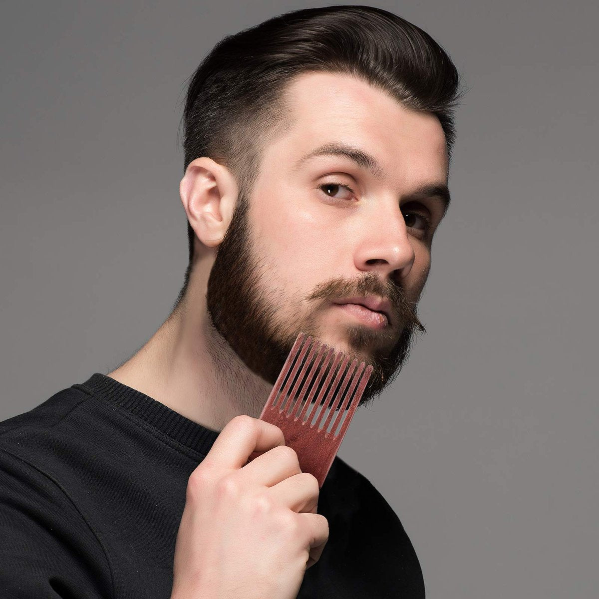 Patelai 2 Pcs Wooden Beard Pick Afro Beard Comb Wood Hair Pick Long Tooth Detangling Comb for Men Women - görsel 7