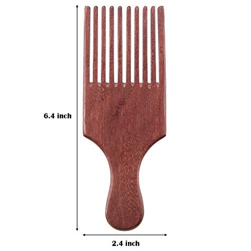 Patelai 2 Pcs Wooden Beard Pick Afro Beard Comb Wood Hair Pick Long Tooth Detangling Comb for Men Women - görsel 4