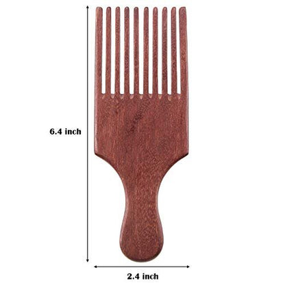 Patelai 2 Pcs Wooden Beard Pick Afro Beard Comb Wood Hair Pick Long Tooth Detangling Comb for Men Women