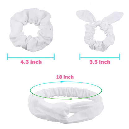 IVARYSS 20-Pack White Cotton Scrunchies for Tie Dye, DIY Bow Scrunchies & Headbands – Soft Hair Ties for Girls and Women