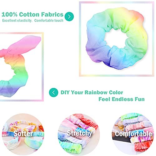 IVARYSS 20-Pack White Cotton Scrunchies for Tie Dye, DIY Bow Scrunchies & Headbands – Soft Hair Ties for Girls and Women - görsel 6