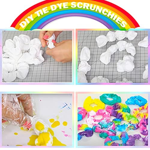 IVARYSS 20-Pack White Cotton Scrunchies for Tie Dye, DIY Bow Scrunchies & Headbands – Soft Hair Ties for Girls and Women - görsel 4