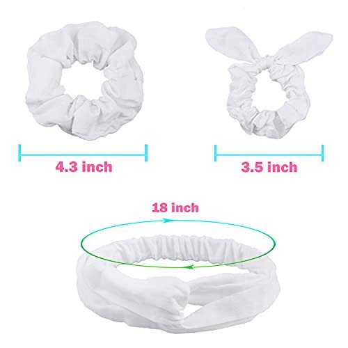 IVARYSS 20-Pack White Cotton Scrunchies for Tie Dye, DIY Bow Scrunchies & Headbands – Soft Hair Ties for Girls and Women - görsel 8
