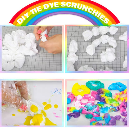 IVARYSS 20-Pack White Cotton Scrunchies for Tie Dye, DIY Bow Scrunchies & Headbands – Soft Hair Ties for Girls and Women