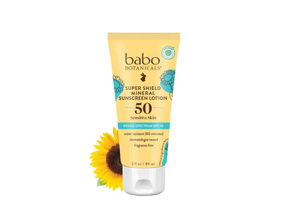 Babo Botanicals Sheer Mineral Sunscreen Lotion SPF 50 – Unscented, Fragrance Free, Water Resistant, 3 Fl Oz for Babies, Kids & Sensitive Skin Avelisse