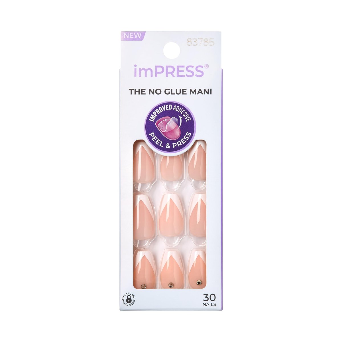 imPRESS Press-On Manicure 'So French' - Medium Length, 30 Fake Nails with PureFit Technology - görsel 1