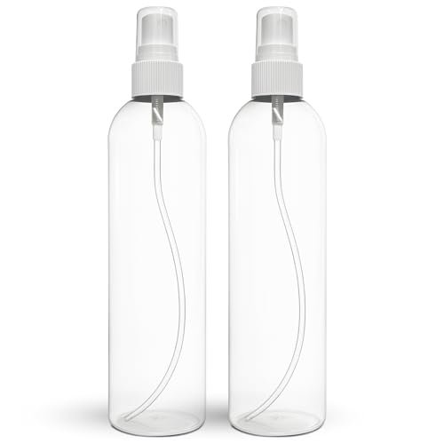 BRIGHTFROM Fine Mist Spray Bottles 8 OZ - Empty Refillable Spray Bottles for Essential Oils, Disinfectant, Hair, and Plants (2 Pack, Clear) - görsel 2