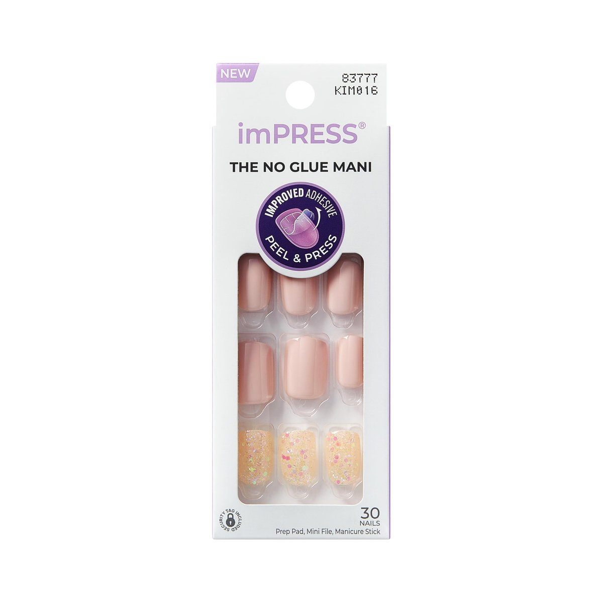 Kiss imPRESS No Glue Press On Nails - Dorothy Design, Short Squoval, Pink & Silver, 30 Nails - görsel 1