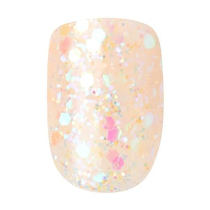 Kiss imPRESS No Glue Press On Nails - Dorothy Design, Short Squoval, Pink & Silver, 30 Nails