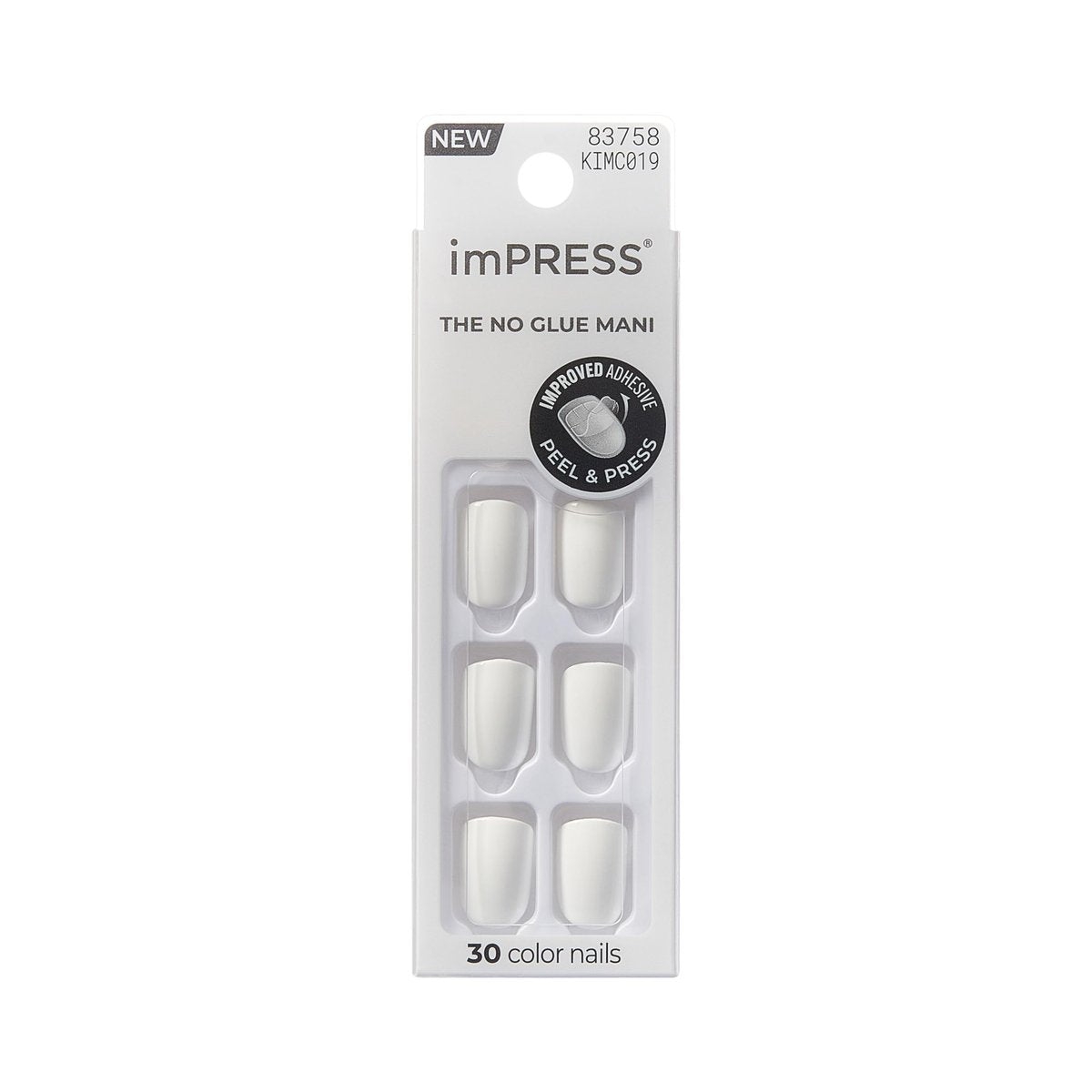 Kiss imPRESS No Glue Mani Press On Nails - Frosting White Short Squoval - 30 Nails + Tools - görsel 2