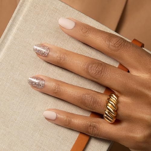 imPRESS Evanesce Press-On Nails – Short Oval, Beige, 30 Nails with Prep Pad & Tools - görsel 5