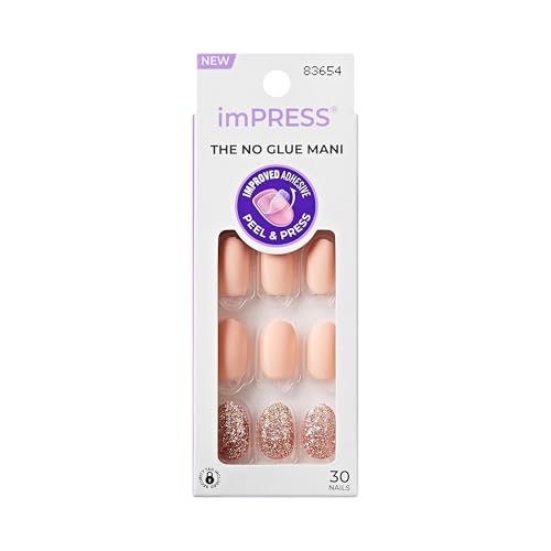 imPRESS Evanesce Press-On Nails – Short Oval, Beige, 30 Nails with Prep Pad & Tools - görsel 1