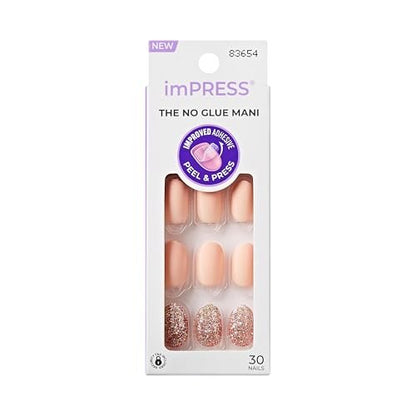 imPRESS Evanesce Press-On Nails – Short Oval, Beige, 30 Nails with Prep Pad & Tools
