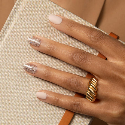 imPRESS Evanesce Press-On Nails – Short Oval, Beige, 30 Nails with Prep Pad & Tools