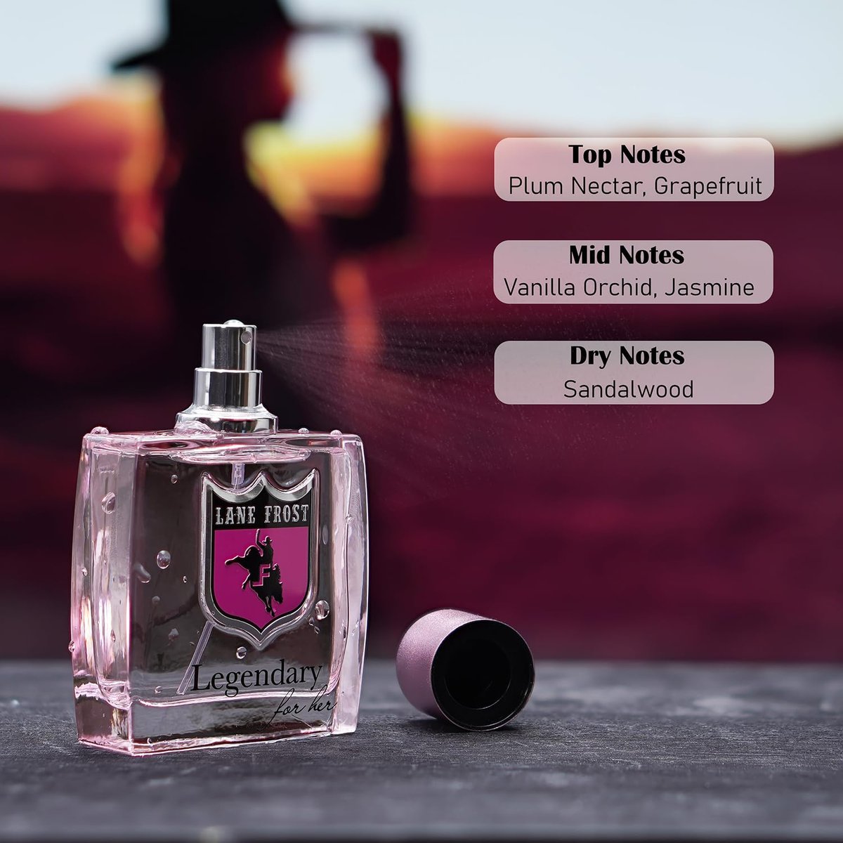 Lane Frost Legendary For Her Perfume | Western-Inspired Women's Fragrance with Plum, Vanilla, and Amber | Long Lasting Feminine Perfume Spray Avelisse