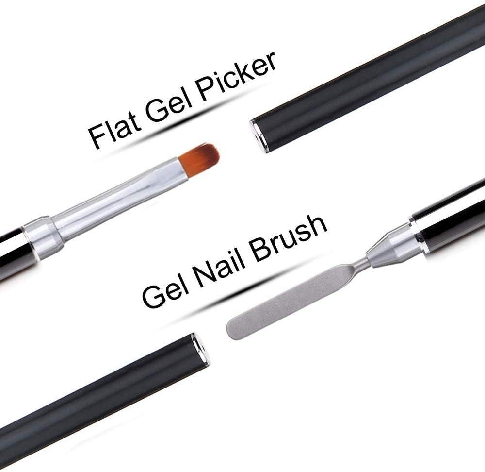 PayPie Dual-Ended Polygel Brush & Picker Tool - 2 in 1 Stainless Steel Nail Art Brush for Polygel, Gel, and Acrylic Nail Extensions (Black) - görsel 5