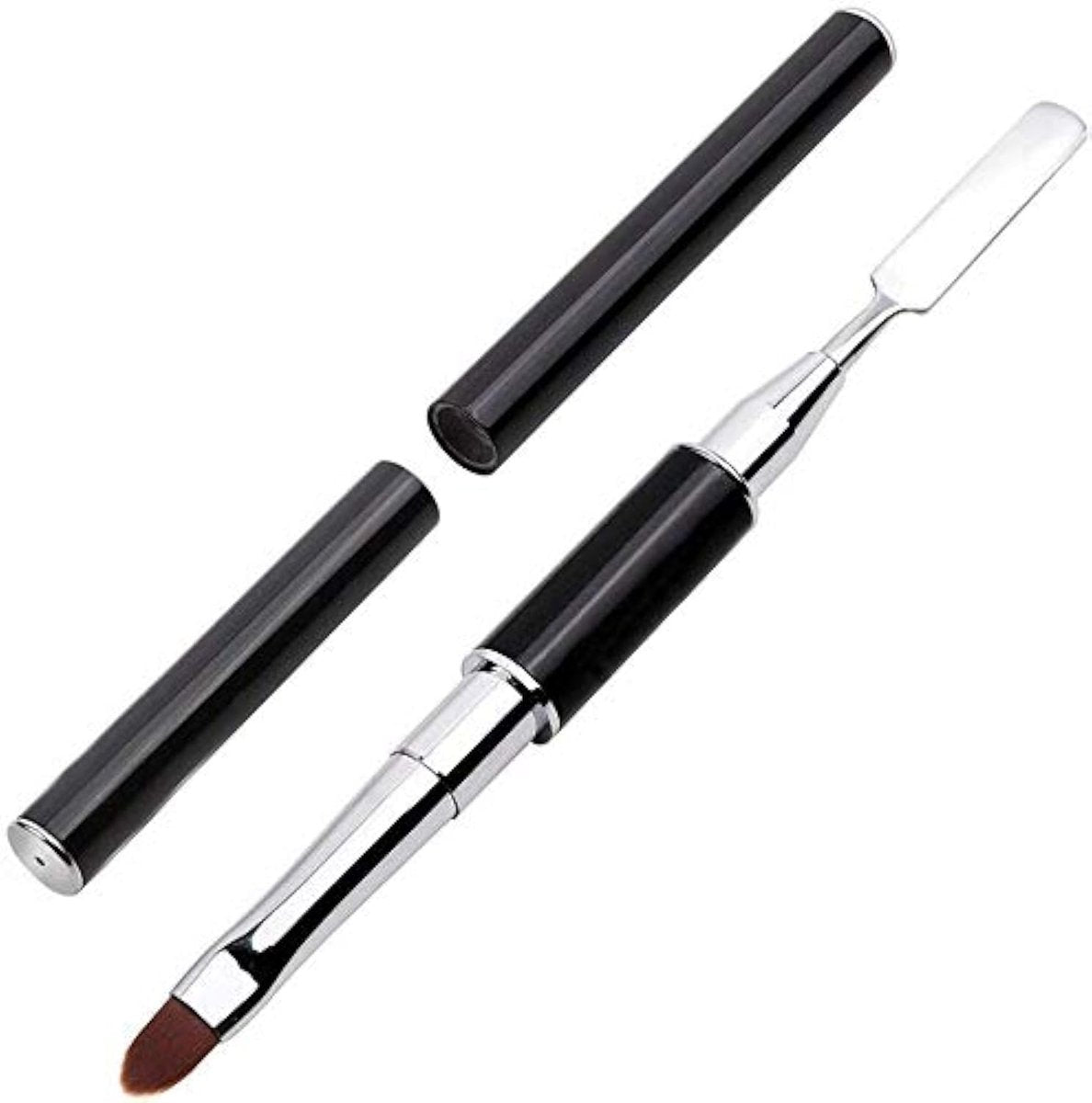 PayPie Dual-Ended Polygel Brush & Picker Tool - 2 in 1 Stainless Steel Nail Art Brush for Polygel, Gel, and Acrylic Nail Extensions (Black) - görsel 1
