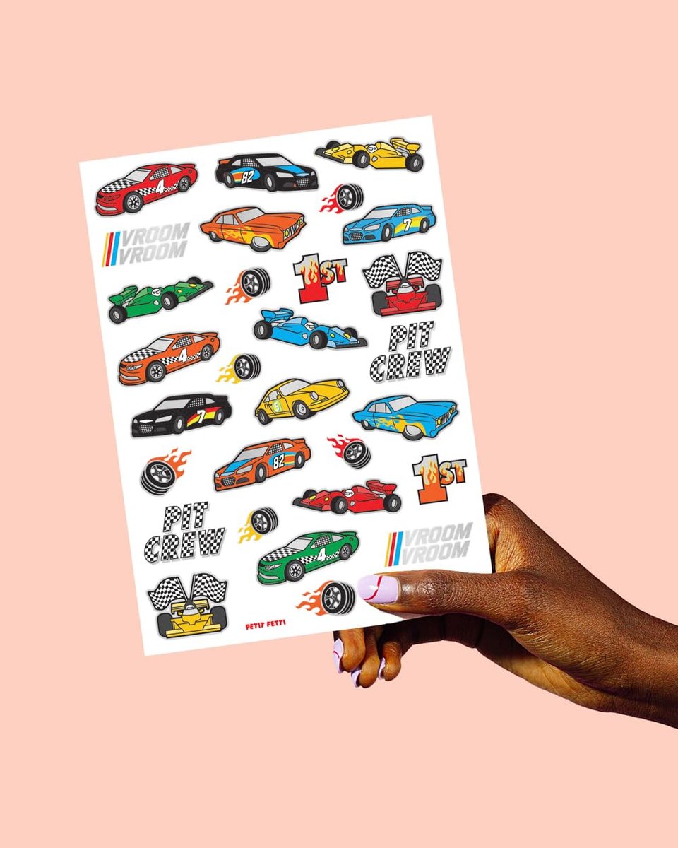 xo, Fetti Race Car Party Supplies Temporary Tattoos - 46 Foil Styles | Racecar Birthday, Pit Crew, Checkered Flags, Vroom, Wheels - görsel 10