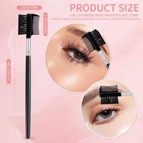 4 PCS Eyebrow Brush and Comb Set - Portable Spoolie Brushes for Eyelash Extension & Brow Grooming - Black Synthetic Bristle - görsel 16