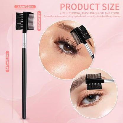 4 PCS Eyebrow Brush and Comb Set - Portable Spoolie Brushes for Eyelash Extension & Brow Grooming - Black Synthetic Bristle