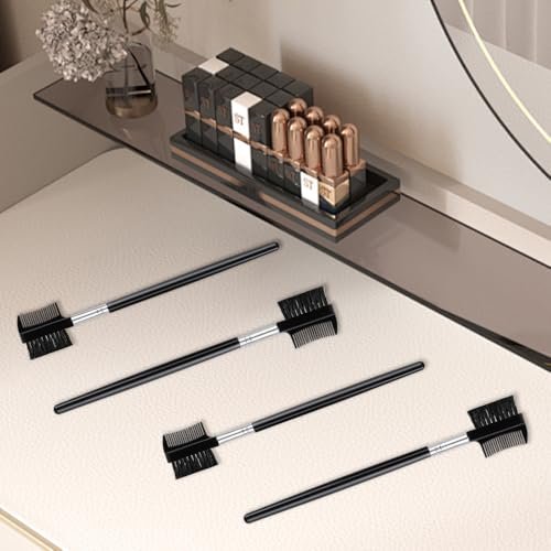 4 PCS Eyebrow Brush and Comb Set - Portable Spoolie Brushes for Eyelash Extension & Brow Grooming - Black Synthetic Bristle - görsel 18