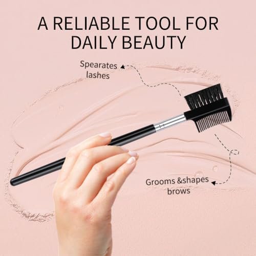 4 PCS Eyebrow Brush and Comb Set - Portable Spoolie Brushes for Eyelash Extension & Brow Grooming - Black Synthetic Bristle - görsel 8