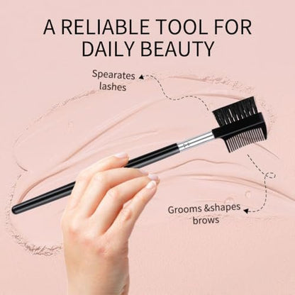 4 PCS Eyebrow Brush and Comb Set - Portable Spoolie Brushes for Eyelash Extension & Brow Grooming - Black Synthetic Bristle