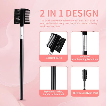 4 PCS Eyebrow Brush and Comb Set - Portable Spoolie Brushes for Eyelash Extension & Brow Grooming - Black Synthetic Bristle