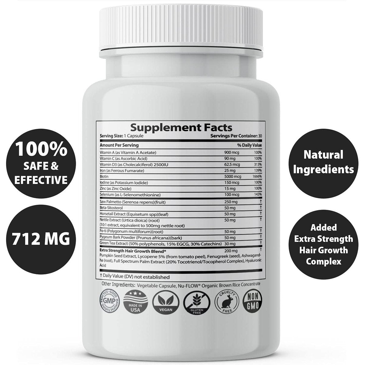 Finanutride Natural DHT Blocker & Hair Growth Capsules – Prevent Hair Loss, Stimulate Follicles, Proprietary Regrowth Treatment Avelisse