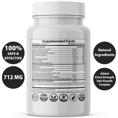 Finanutride Natural DHT Blocker & Hair Growth Capsules – Prevent Hair Loss, Stimulate Follicles, Proprietary Regrowth Treatment Avelisse