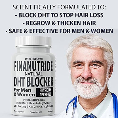 Finanutride Natural DHT Blocker & Hair Growth Capsules – Prevent Hair Loss, Stimulate Follicles, Proprietary Regrowth Treatment Avelisse
