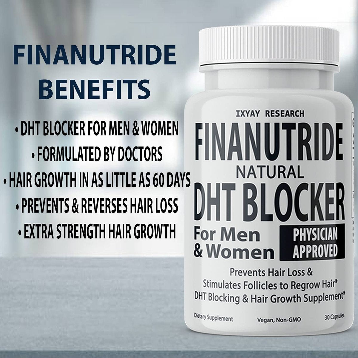 Finanutride Natural DHT Blocker & Hair Growth Capsules – Prevent Hair Loss, Stimulate Follicles, Proprietary Regrowth Treatment Avelisse