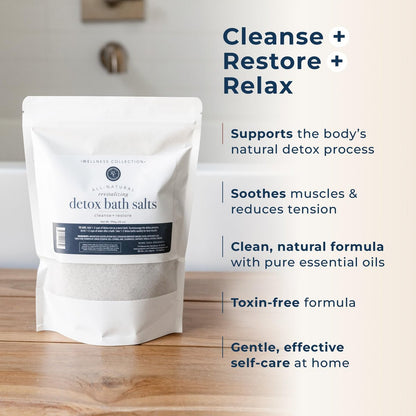 Rowe Casa Organics Detox Bath Salts with Magnesium and Bentonite Clay – 35 oz Natural Bath Soak for Body Cleanse, Restore, and Relaxation Avelisse